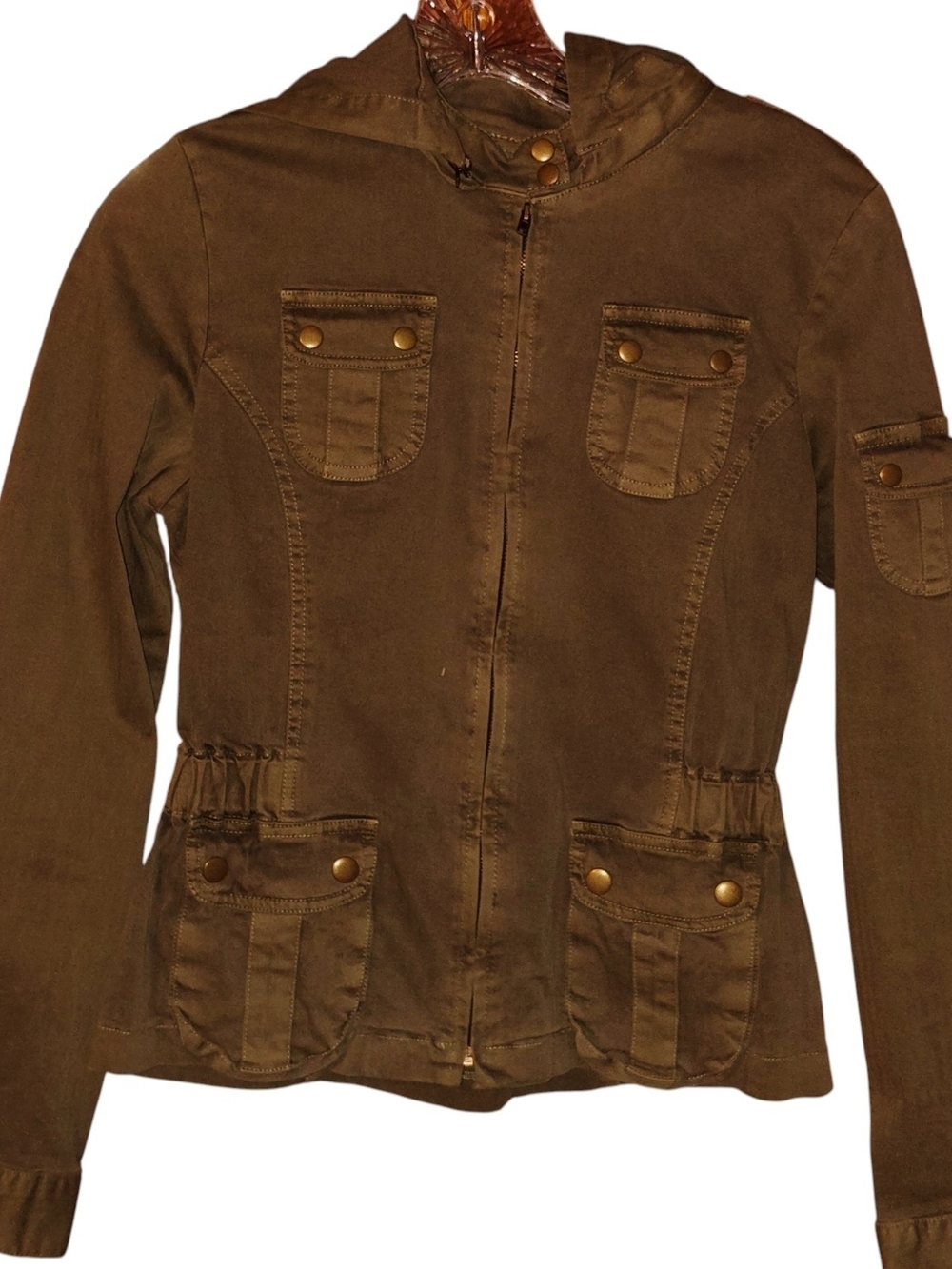 Gadzooks Hunter Green Hooded Utility Jacket with Snap Pockets